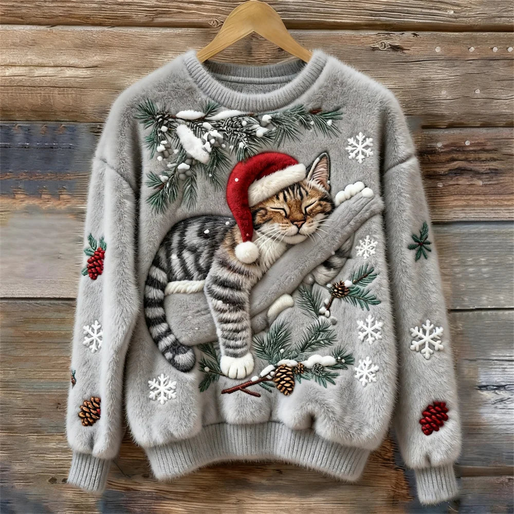 Nora Holiday Cat Plush Sweater