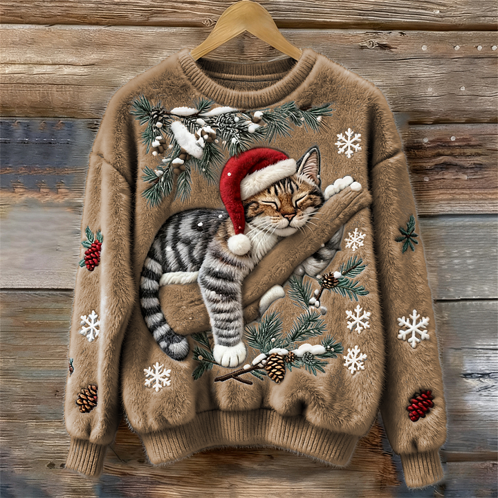 Nora Holiday Cat Plush Sweater