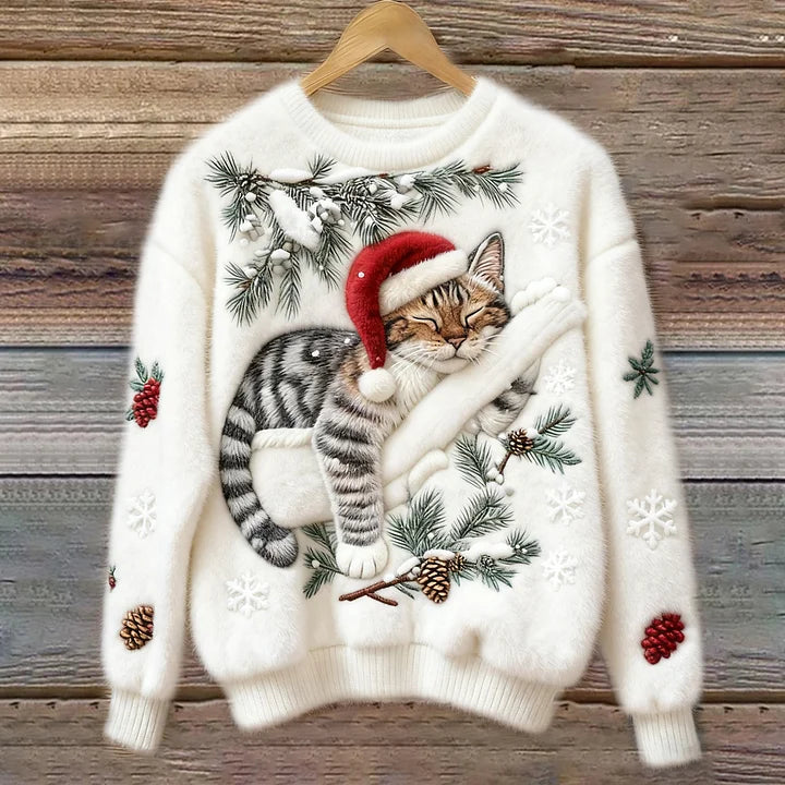 Nora Holiday Cat Plush Sweater
