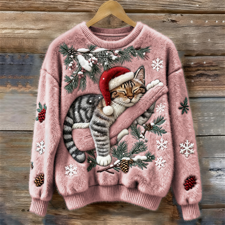 Nora Holiday Cat Plush Sweater