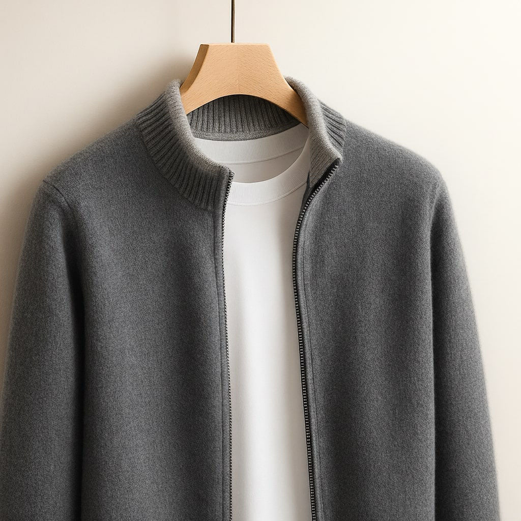 HARVEY ELEGANT WOOL ZIP JACKET
